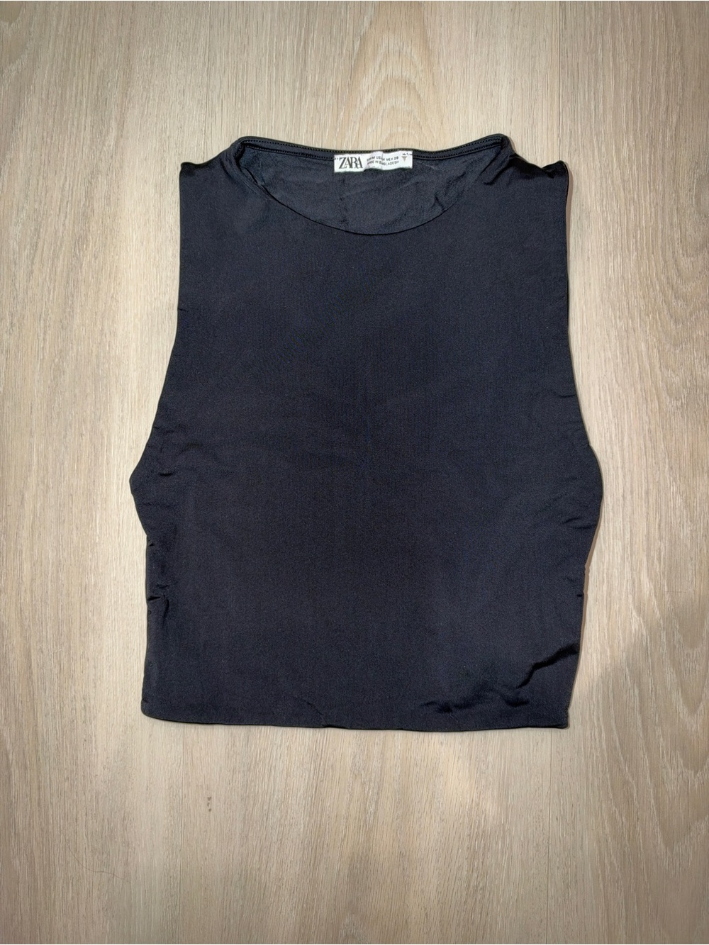 ZARA Black Sleeveless Tank Top - High Crew Neck